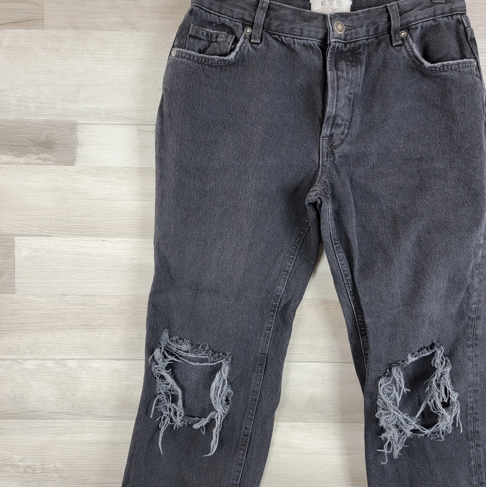 We The Free Maggie Mid Rise Straight Washed Black Distressed Jean Women's 26 - Picture 5 of 16